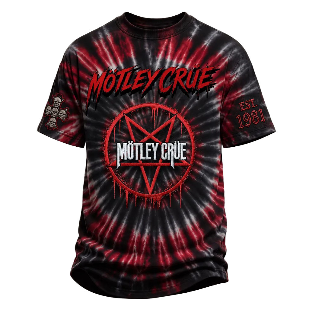 Motley Crue Tie Dye Pentagram T-Shirt 2026 Motley Crue Merch Present For Band Fans - Kdjoy