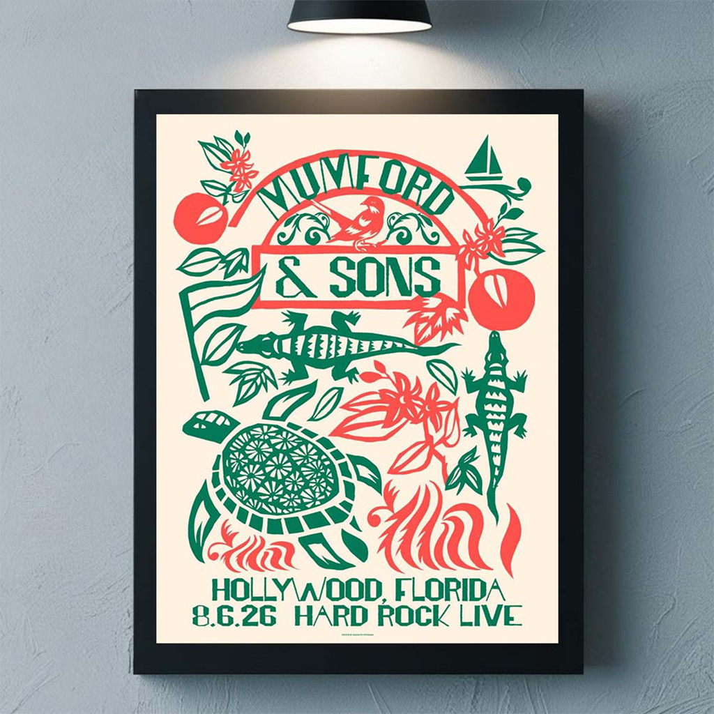 Mumford And Sons Merch Hollywood Florida 2026 Event Poster Best Gifts For Rock Fan