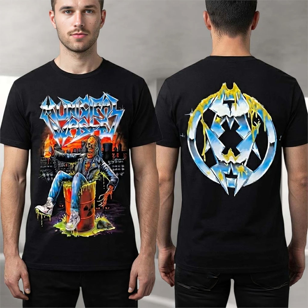 Municipal Waste Chrome Reaper Shirt Summer Of Shove European Tour 2026 Hazard Symbol T-Shirt - Kdjoy Municipal Waste Chrome Reaper Shirt Summer Of Shove European Tour 2026 Hazard Symbol T-Shirt - Kdjoy