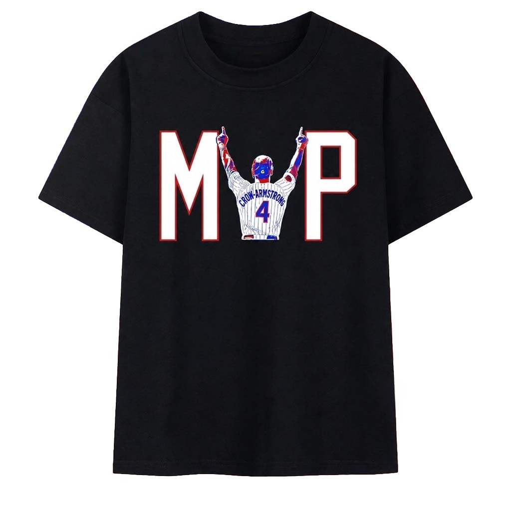 MVP Pete Crow Armstrong #4 Chicago Cubs Pointing To Sky T-Shirt Cubs Merch Baseball Fan Gifts - Kdjoy