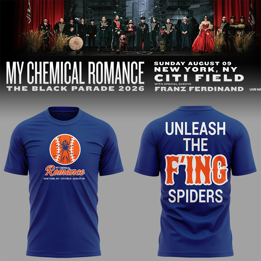 My Chemical Romance x NY Mets The Black Parade Tour 2026 T-Shirt Unleash The Fing Spiders Shirt My Chemical Romance x NY Mets The Black Parade Tour 2026 T-Shirt Unleash The Fing Spiders Shirt