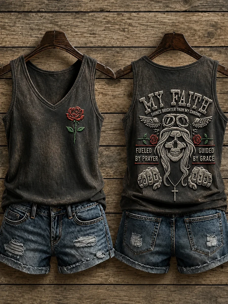 My Faith Shines Brighter Than My Chrome Tank Top Skull Cross Clothing Gifts For Fans - Kdjoy