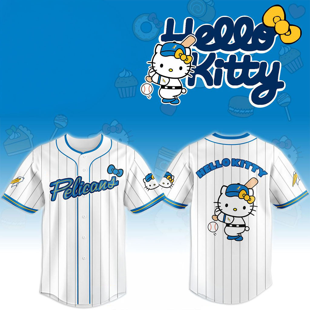 Myrtle Beach Pelicans X Hello Kitty Classic Striped 2026 Night Game Jersey Pelicans Merch - Kdjoy