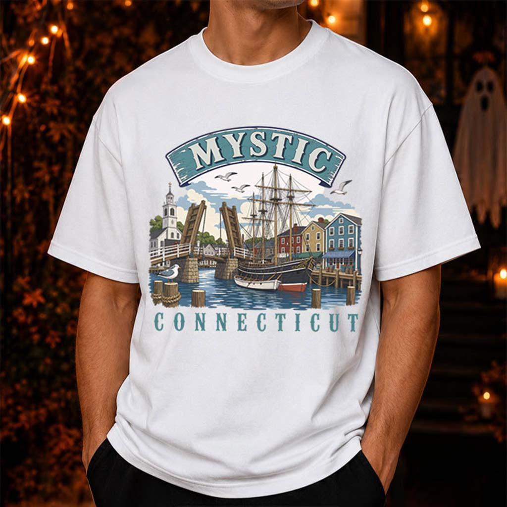 Mystic Connecticut Seaport New England Vacation Gift Travel T-Shirt Gift Ideas For Husband - Kdjoy Mystic Connecticut Seaport New England Vacation Gift Travel T-Shirt Gift Ideas For Husband - Kdjoy