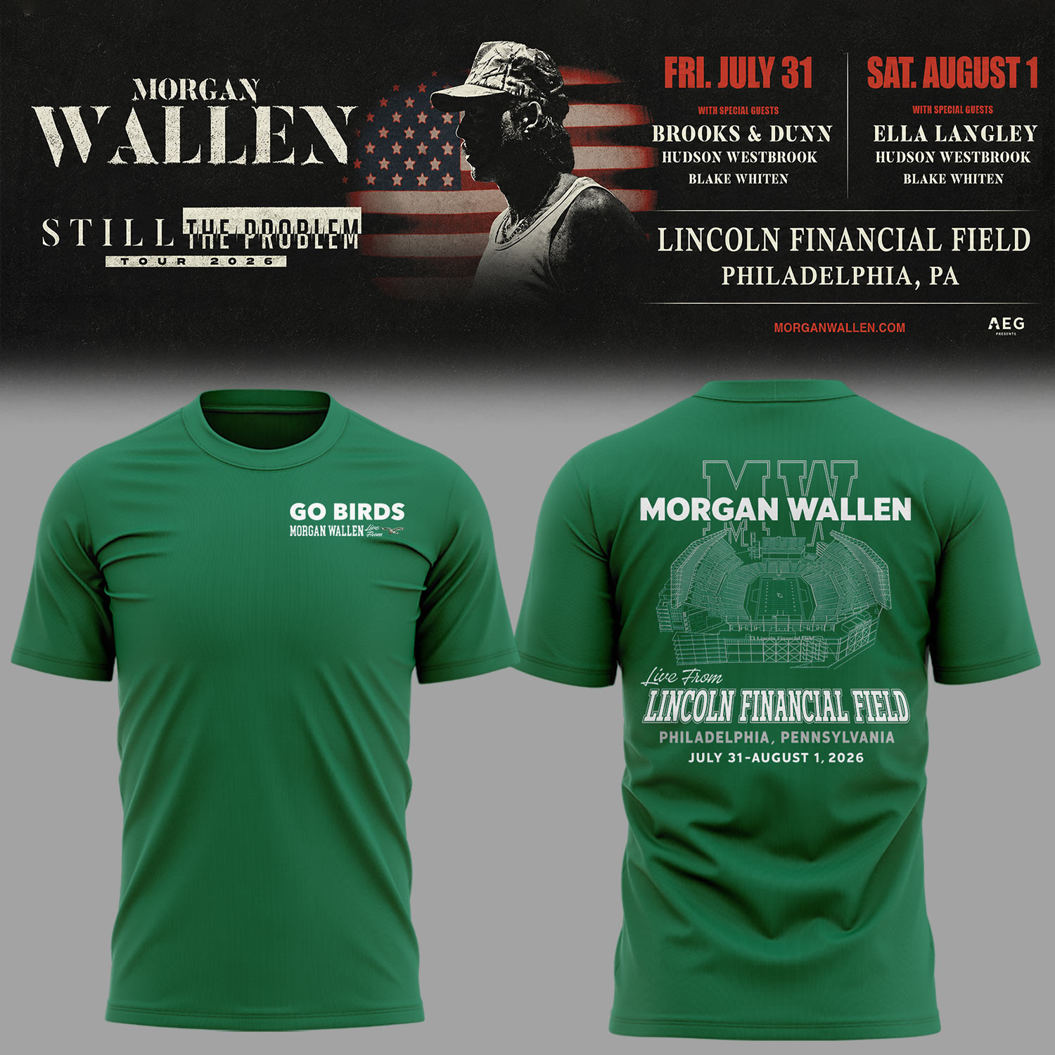 New Eagles X MW Live At Lincoln Financial Field Shirt Morgan Wallen Still The Problem Merch - Kdjoy