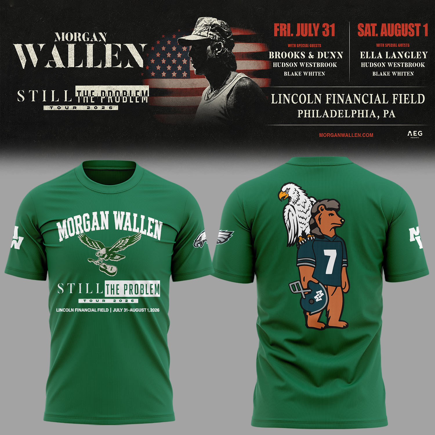 New Eagles X MW Live At Lincoln Financial Field Shirt Morgan Wallen Still The Problem Tour Merch - Kdjoy