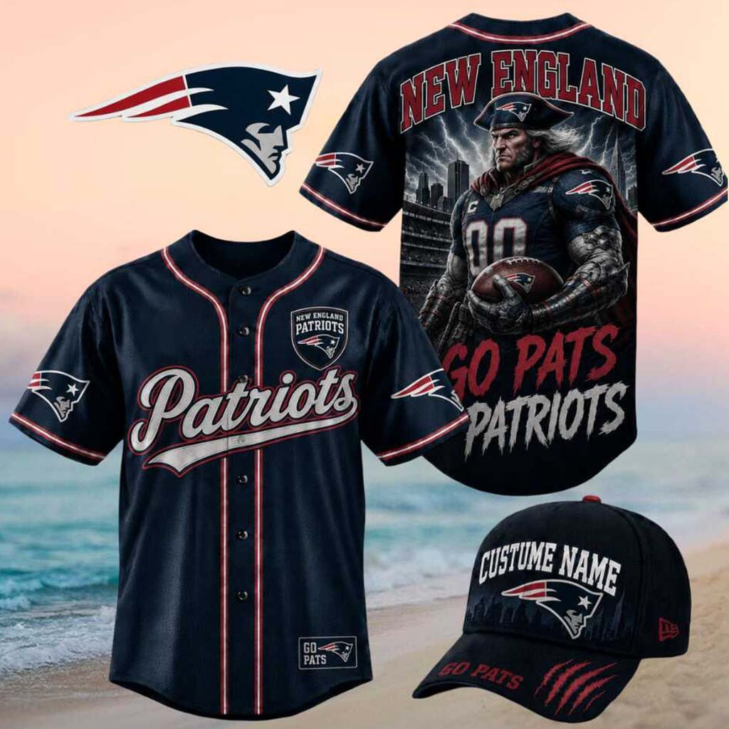 New England Patriots Cyborg Mascot Go Pats Graphic Baseball Jersey New England Football Merch New England Patriots Cyborg Mascot Go Pats Graphic Baseball Jersey New England Football Merch