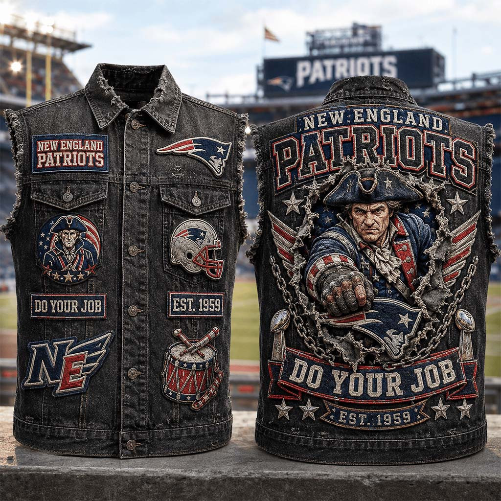 New England Patriots Do Your Job Est 1959 Denim Vest NE Patriots Merch Gifts For Football Fan - Kdjoy New England Patriots Do Your Job Est 1959 Denim Vest NE Patriots Merch Gifts For Football Fan - Kdjoy