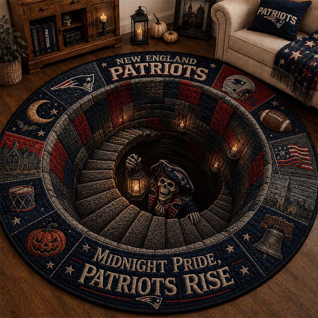New England Patriots Merch Midnight Pride Patriots Rise Quilted Round Mat Football Fan Gift Ideas - Kdjoy