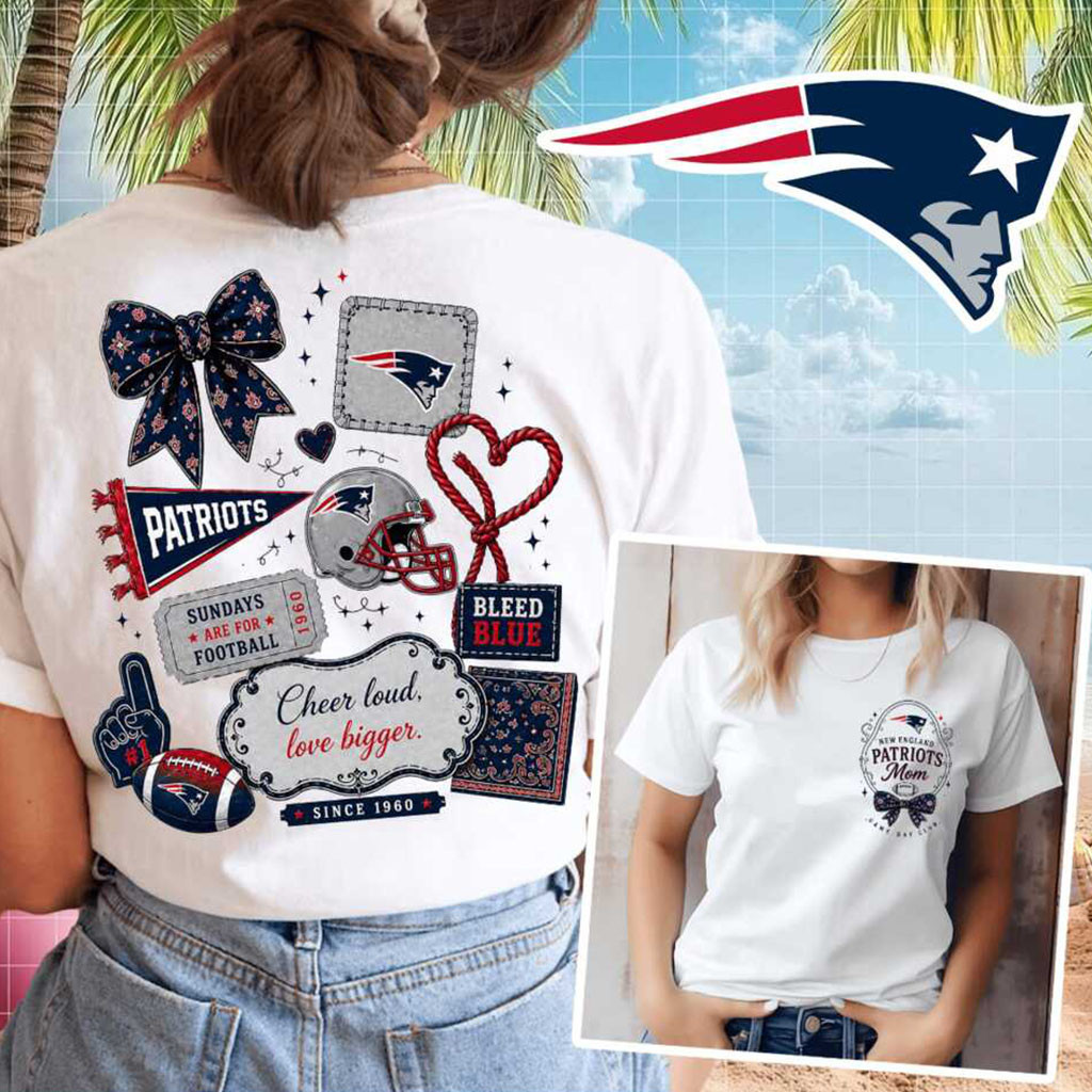 New England Patriots Mom Coquette Bow Football Game Day Shirt NE Patriots Merch Fan Gifts - Kdjoy