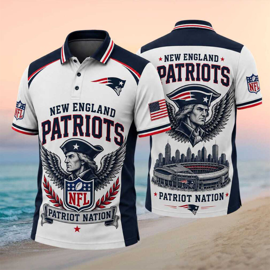 New England Patriots Stadium Wings Polo Shirt NE Patriots Merch Gift Ideas For Football Lovers - Kdjoy