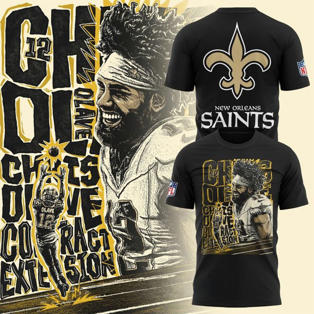 New Orleans Saints Chris Olave #12 Contract Extension Black Shirt Saints Merch Football Fan Gift - Kdjoy