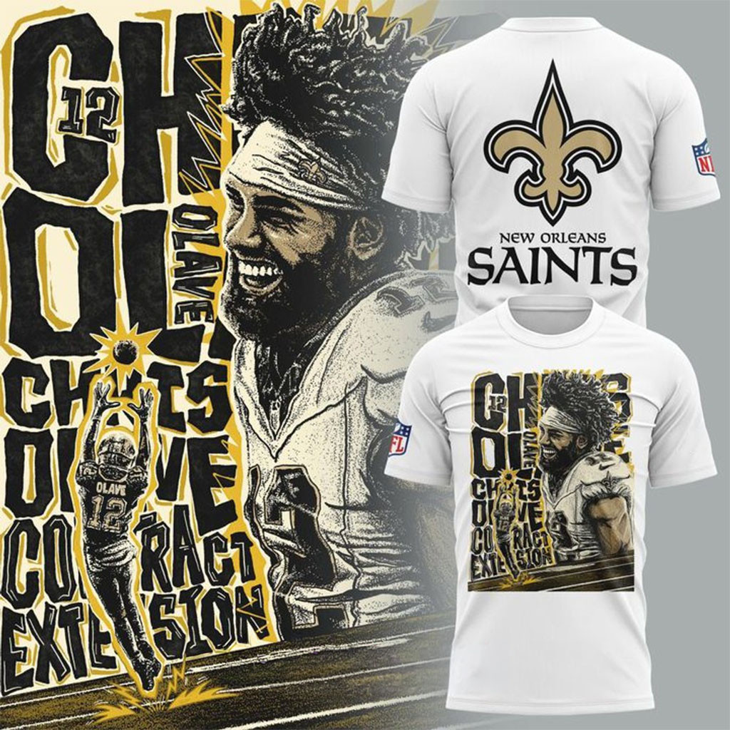 New Orleans Saints Chris Olave #12 Contract Extension T-Shirt White NO Saints Merch Fan Gifts - Kdjoy
