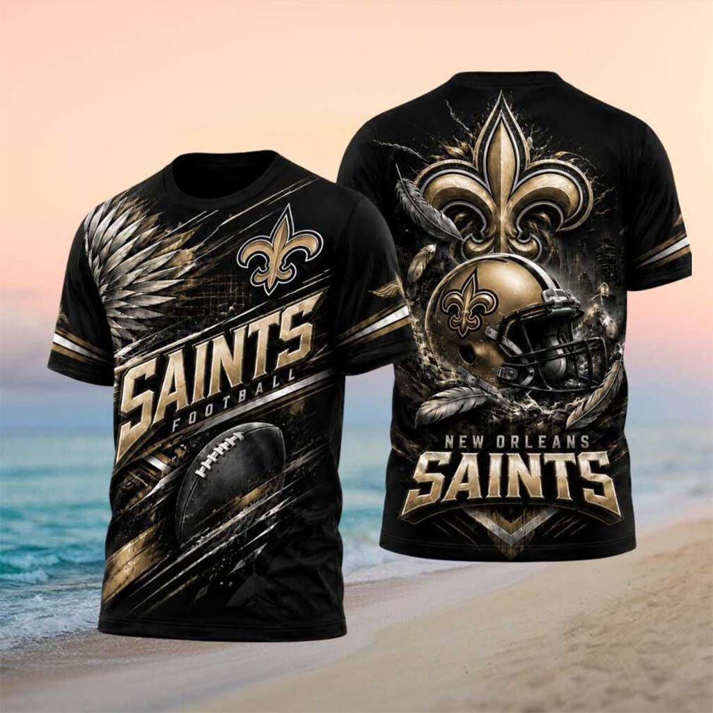 New Orleans Saints Fleur De Lis Helmet Football Graphic Shirt NO Saints Merch Gift For Brothers - Kdjoy