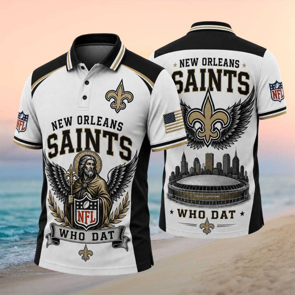 New Orleans Saints Football Stadium Saint Polo Shirt Who Dat NO Saints Merch Game Day Gift - Kdjoy