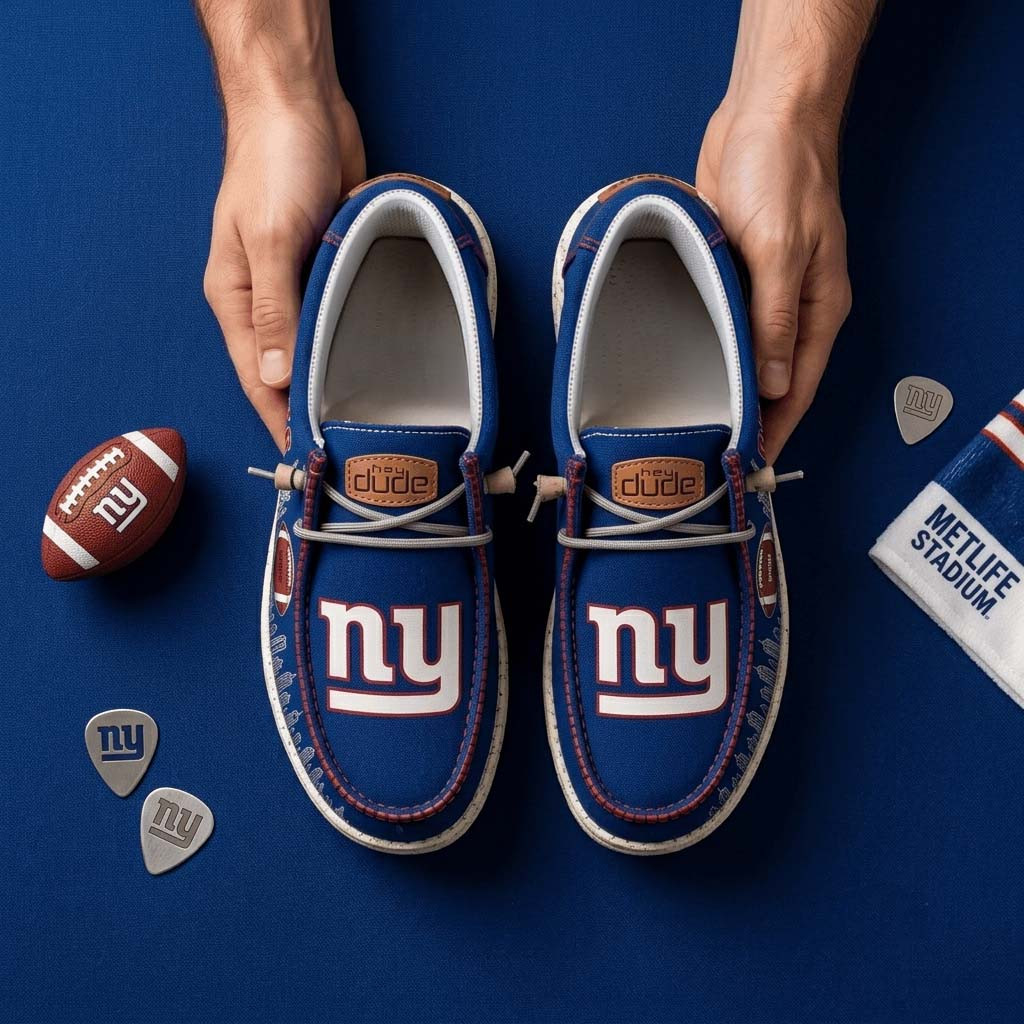 New York Giants City Skyline Shoes NY Giants Merch Presents For Football Fans - Kdjoy