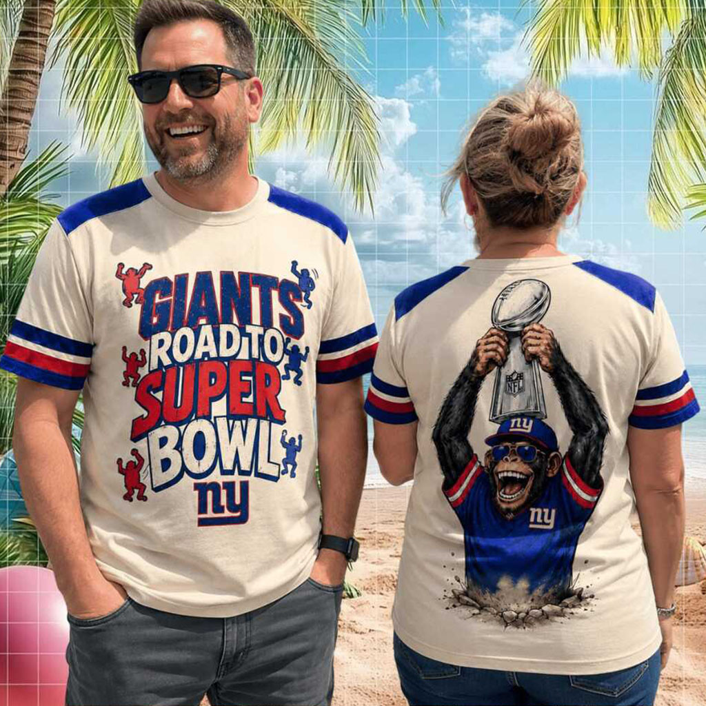 New York Giants Mascot Road To Super Bowl T-Shirt Football Fan Shirt NY Giants Merch - Kdjoy