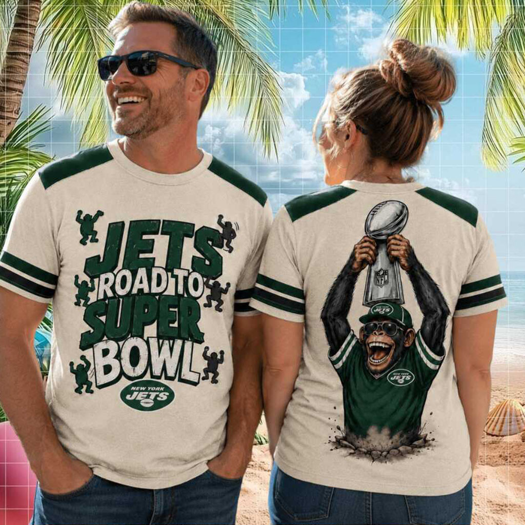 New York Jets Road To Super Bowl Football Monkey Shirt NY Jets Merch Present For Game Day - Kdjoy
