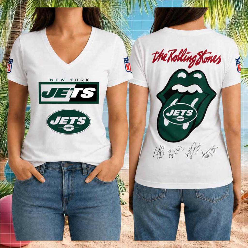 New York Jets X Rolling Stones Merch 2026 Tongue Logo V-Neck Shirt Gift For Football Fans - Kdjoy New York Jets X Rolling Stones Merch 2026 Tongue Logo V-Neck Shirt Gift For Football Fans - Kdjoy