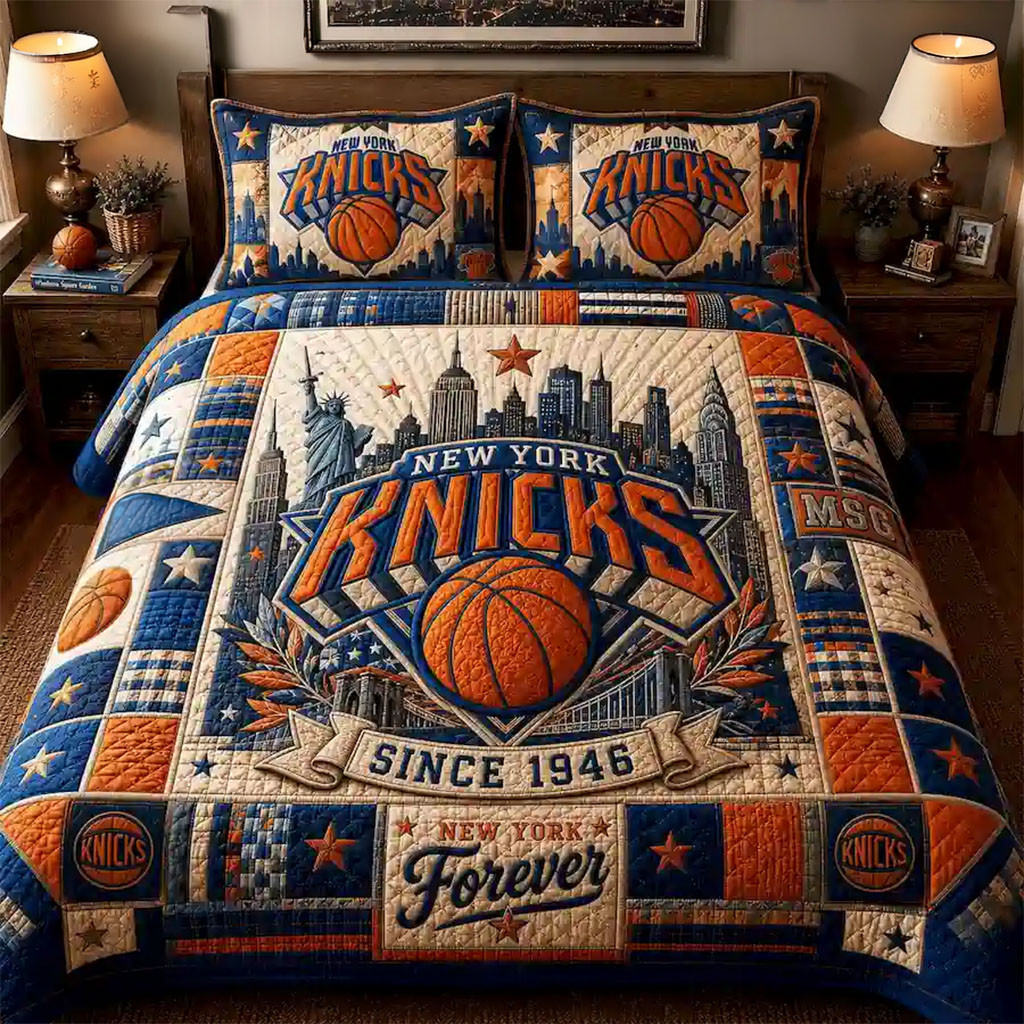 New York Knicks 2026 Champions Quilt Bedding Set NY Knicks Merch Gift For Basketball Fans - Kdjoy