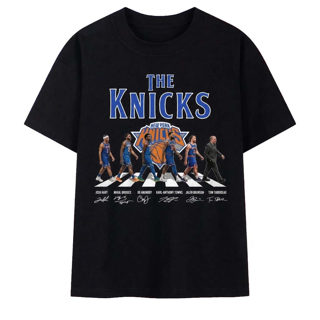 New York Knicks Abbey Road Basketball Team Players Signatures Shirt NY Knicks Merch Fan Gifts - Kdjoy