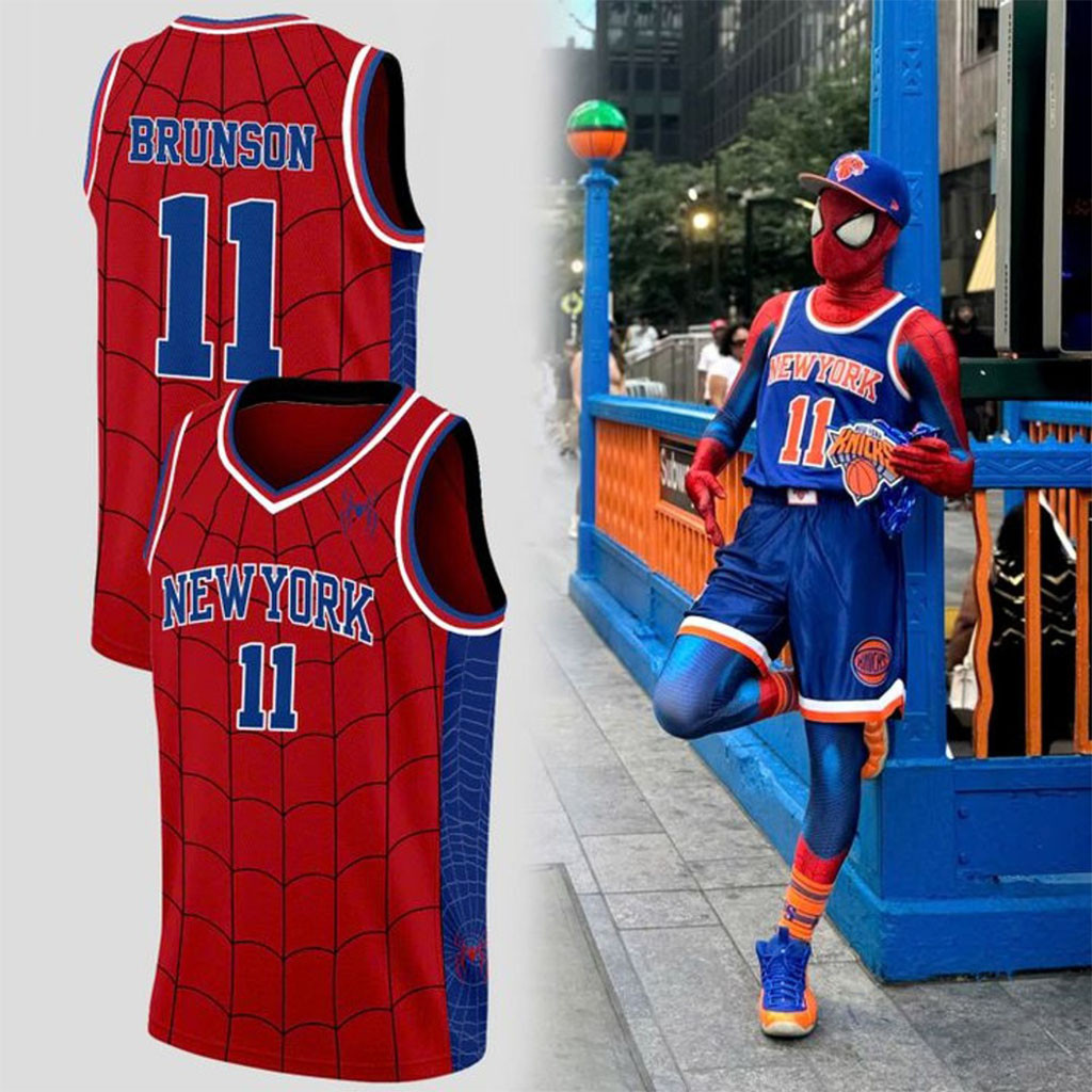 New York Knicks Jalen Brunson X Spider-Man Basketball Jersey Jalen Brunson Merch Gift For Fans - Kdjoy New York Knicks Jalen Brunson X Spider-Man Basketball Jersey Jalen Brunson Merch Gift For Fans - Kdjoy