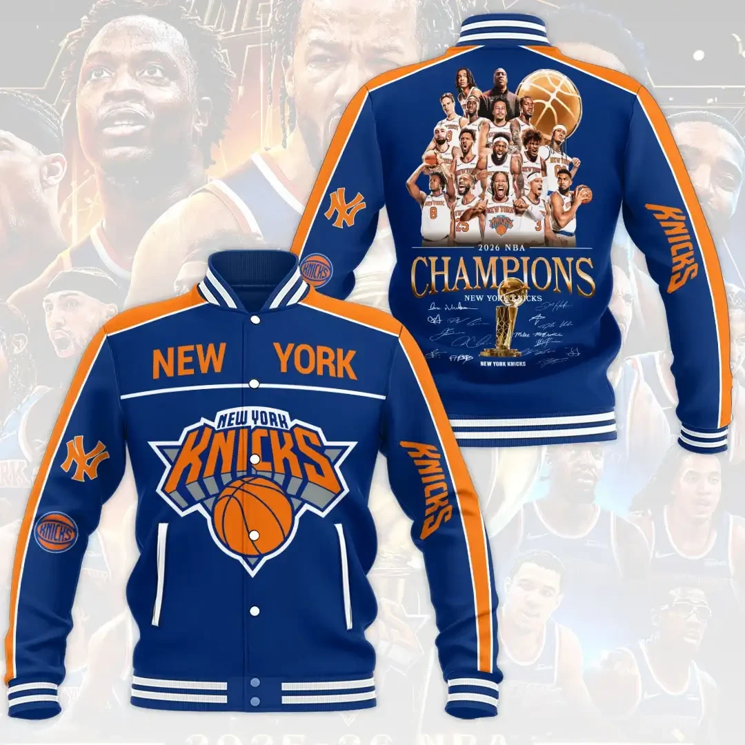 New York Knicks Merch 2026 Finals Champions Roster Signed Varsity Jacket Present For Fans - Kdjoy