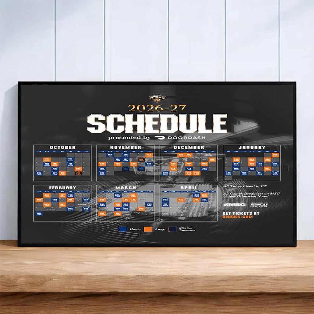 New York Knicks Schedule 2026 27 Season Poster NY Knicks Merch Wall Decor For Living Room - Kdjoy