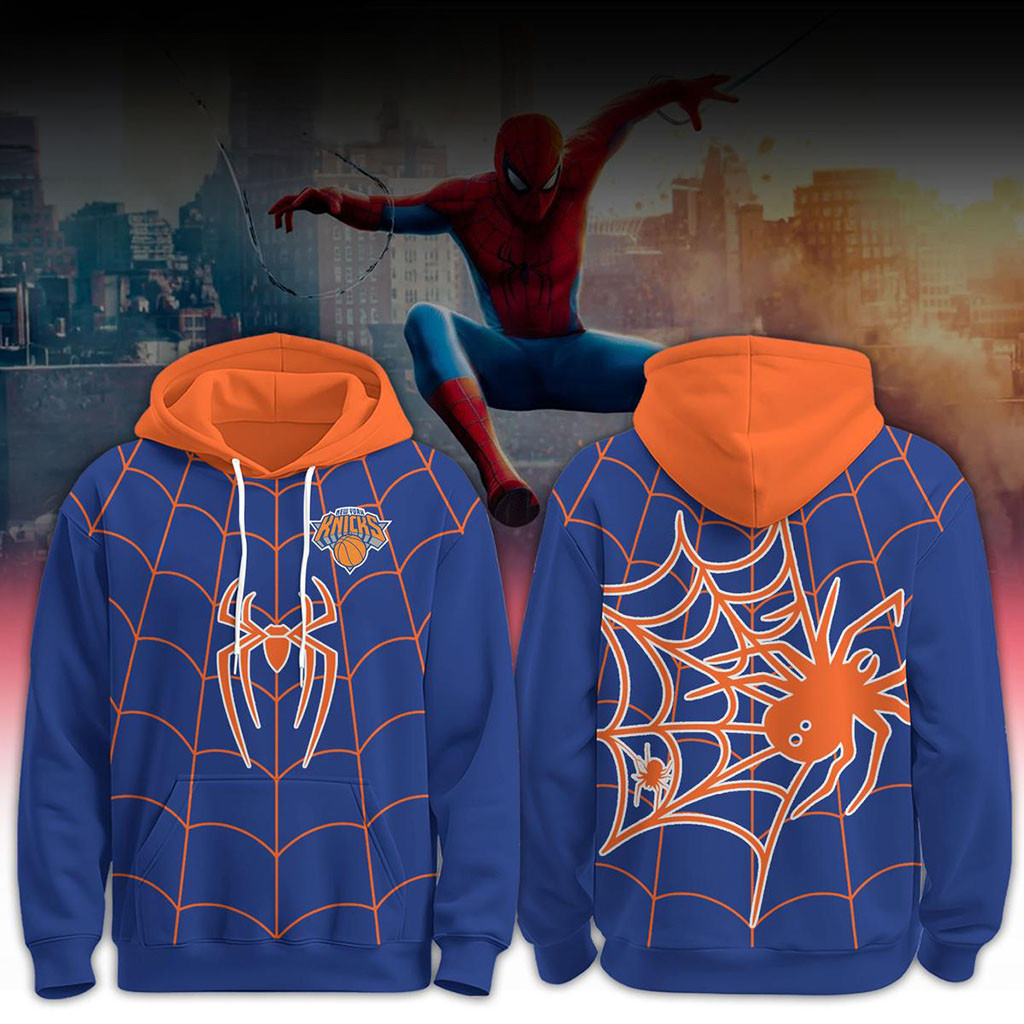 New York Knicks X Spider Man 2026 Hoodie NY Knicks Merch Present For Basketball Lovers - Kdjoy