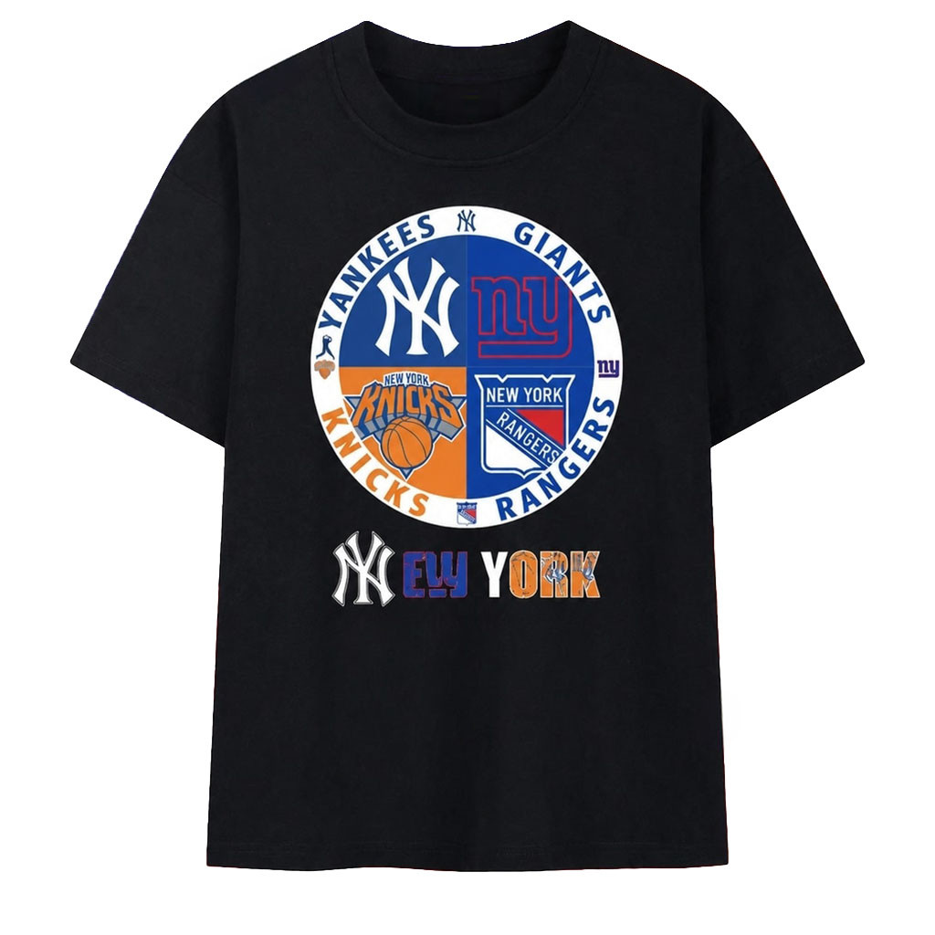 New York Yankees Giants Knicks Rangers Four Teams Circle Logo T-Shirt Gifts For Fans - Kdjoy New York Yankees Giants Knicks Rangers Four Teams Circle Logo T-Shirt Gifts For Fans - Kdjoy