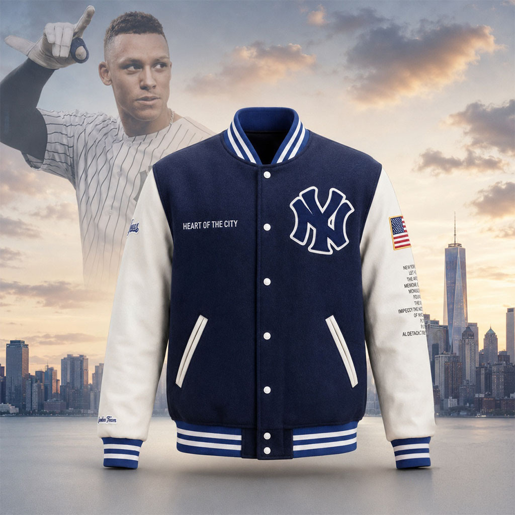 New York Yankees Jay-Z Heart Of The City Varsity Jacket NY Yankees Merch Gifts For Son - Kdjoy