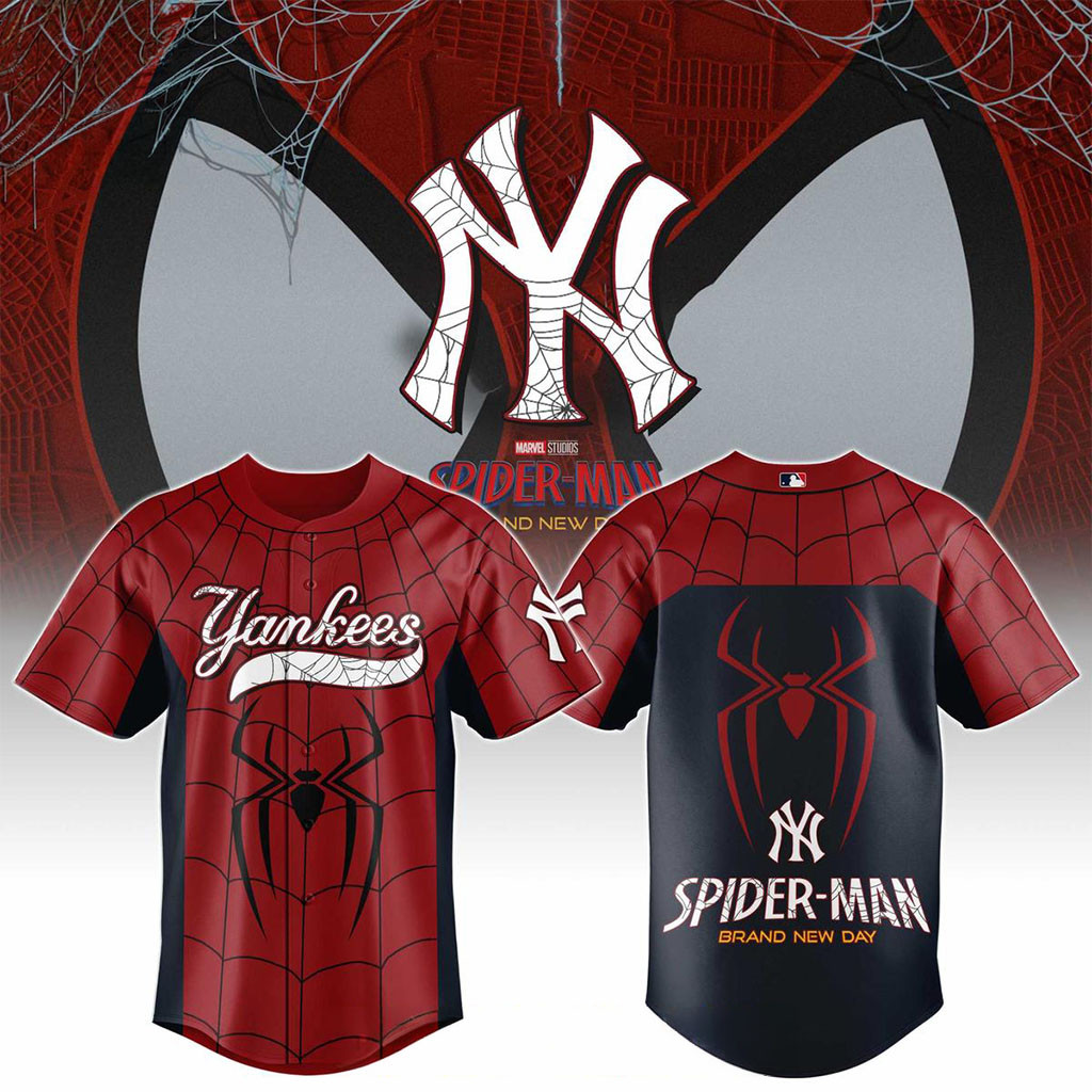New York Yankees X Spider-Man Brand New Day 2026 Theme Game Jersey NY Yankees Merch Fan Present - Kdjoy