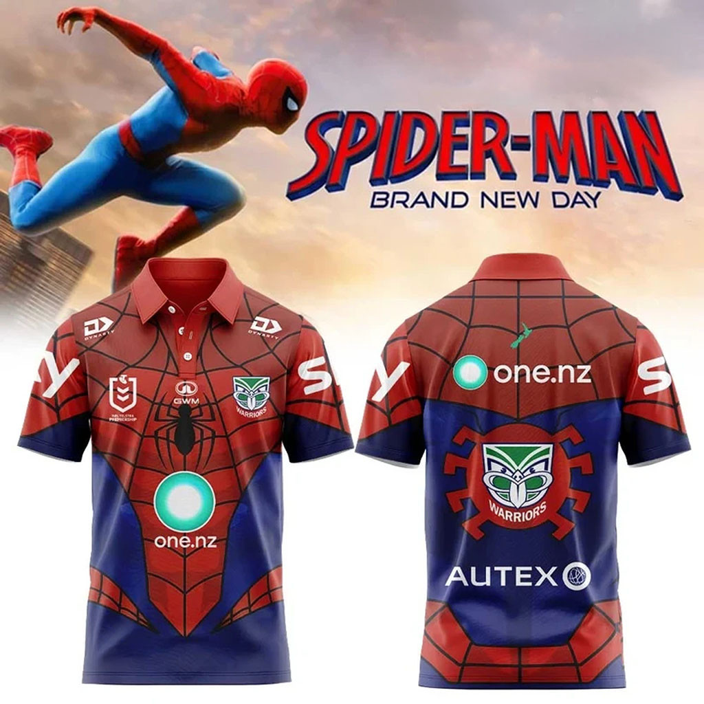 New Zealand Warriors X Spider-Man Brand New Day Polo Shirt 2026 NZ Warriors Merch Fan Gifts - Kdjoy