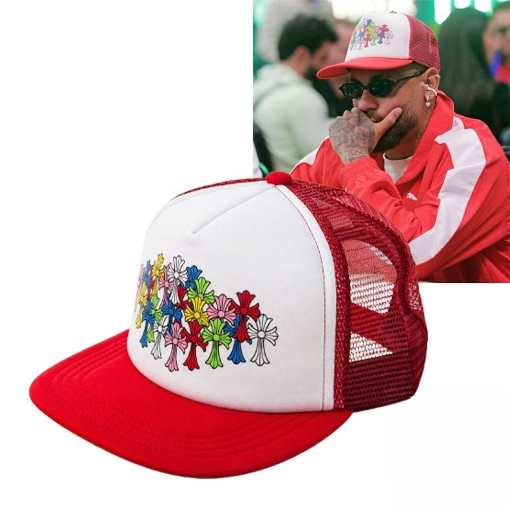 Neymar Chrome Hearts Multicolor Cross Patchwork Trucker Hat Neymar Merch Best Gift For Friends - Kdjoy