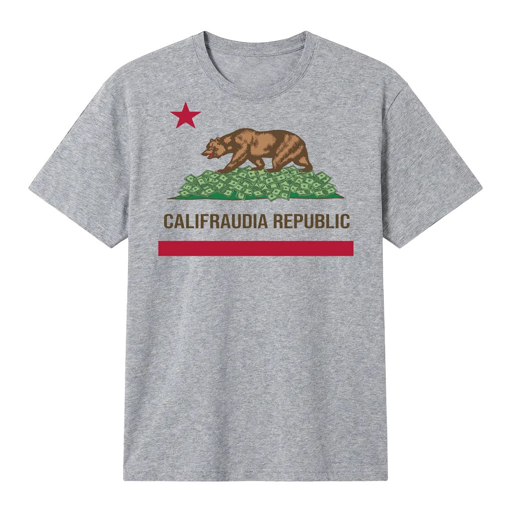 Nick Shirley Merch 2026 Califraudia Republic T-Shirt CA Flag Parody Shirt Gift Idea - Kdjoy
