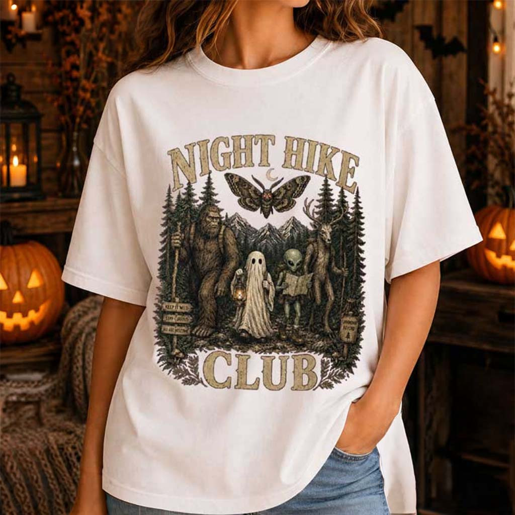 Night Hike Club Cryptid Hiking Paranormal Forest Adventure T-Shirt Halloween Gifts Ideas - Kdjoy