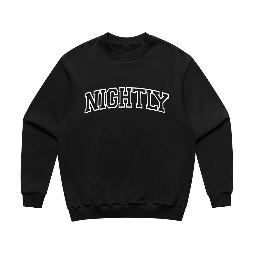 Nightly Merch 2026 Black Collegiate Crewneck Nightly Sweatshirt Present For Music Lovers - Kdjoy Nightly Merch 2026 Black Collegiate Crewneck Nightly Sweatshirt Present For Music Lovers - Kdjoy