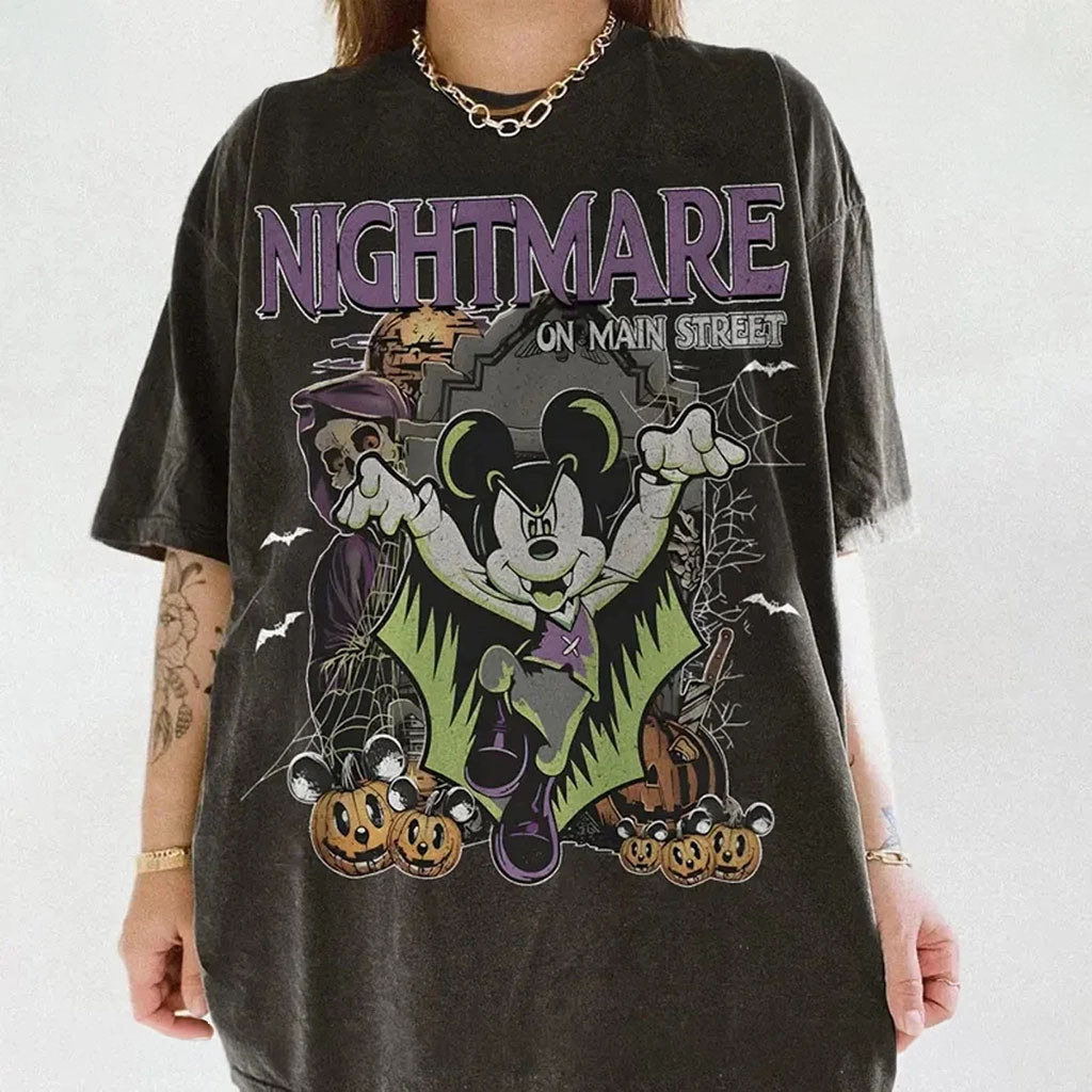 Nightmare On Main Street T-Shirt Vintage Mickey Mouse Halloween Tee Funny Spooky Gifts - Kdjoy Nightmare On Main Street T-Shirt Vintage Mickey Mouse Halloween Tee Funny Spooky Gifts - Kdjoy