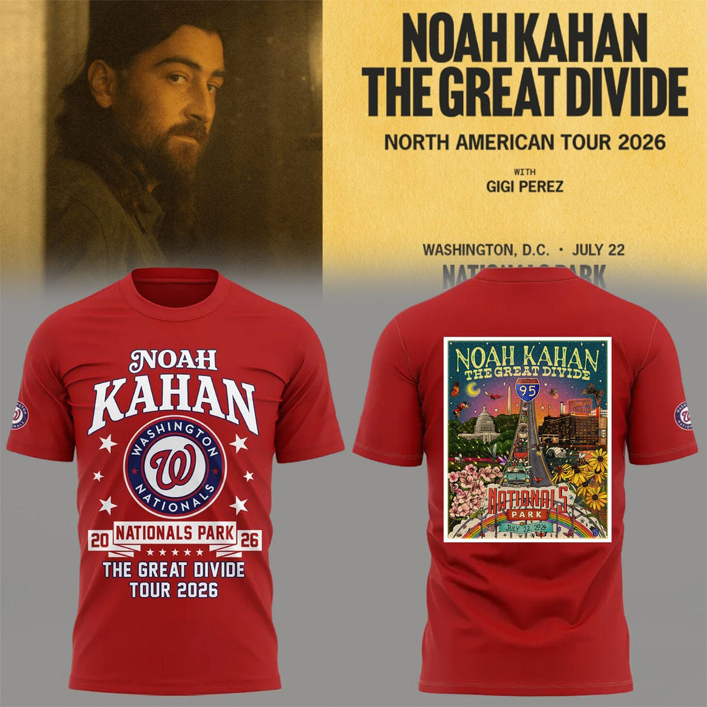 Noah Kahan Great Divide Tour 2026 At Washington Nationals Red T-Shirt Noah Kahan Merch Fan Gift - Kdjoy