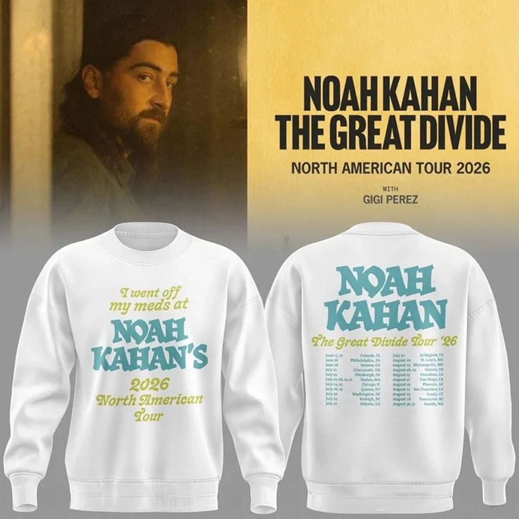 Noah Kahan Merch 2026 I Went Off My Meds At Noah Kahan The Great Divide Tour Sweatshirt White - Kdjoy Noah Kahan Merch 2026 I Went Off My Meds At Noah Kahan The Great Divide Tour Sweatshirt White - Kdjoy
