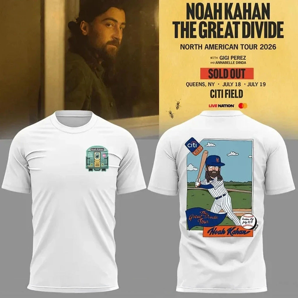Noah Kahan X New York Mets Merch The Great Divide Tour 2026 T-Shirt Gifts For Fan - Kdjoy