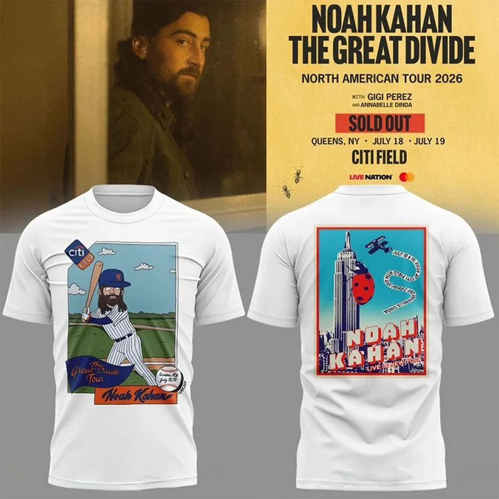 Noah Kahan X New York Mets The Great Divide Tour 2026 T-Shirt Koah Kahan Merch Gift For Fans - Kdjoy