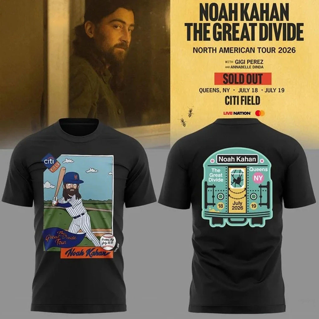 Noah Kahan X New York Mets The Great Divide Tour 2026 T-Shirt Noah Kahan Merch Tour Outfits - Kdjoy