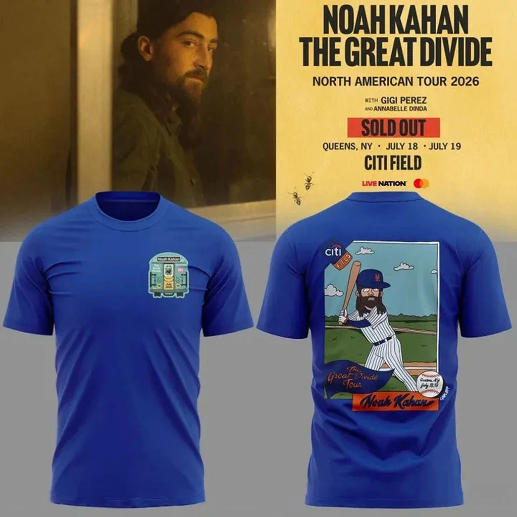 Noah Kahan X New York Mets The Great Divide Tour 2026 T-Shirt Noah Kahan Tour Merch Fan Gifts - Kdjoy
