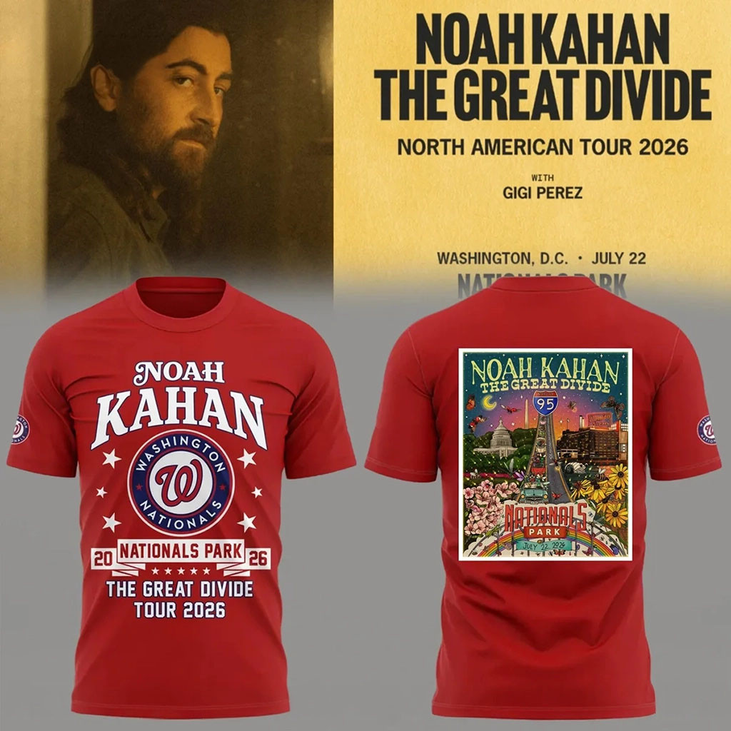 Noah Kahan x Washington Nationals The Great Divide Tour 2026 T-Shirt Noah Kahan Merch Fan Gifts - Kdjoy