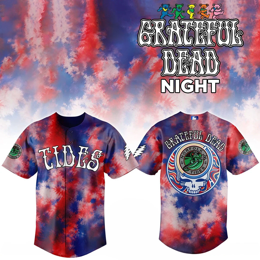 Norfolk Tides Grateful Dead Night Baseball Jersey Norfolk Tides Merch Present For Baseball Fans - Kdjoy Norfolk Tides Grateful Dead Night Baseball Jersey Norfolk Tides Merch Present For Baseball Fans - Kdjoy