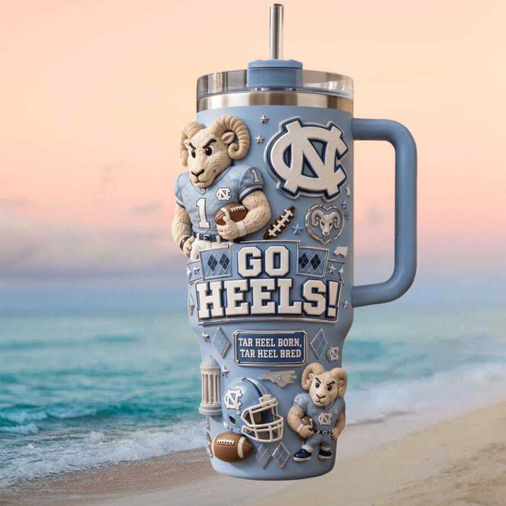 North Carolina Tar Heels Football Mascot Go Heels Tumbler Tar Heels Merch Gifts For Fans - Kdjoy