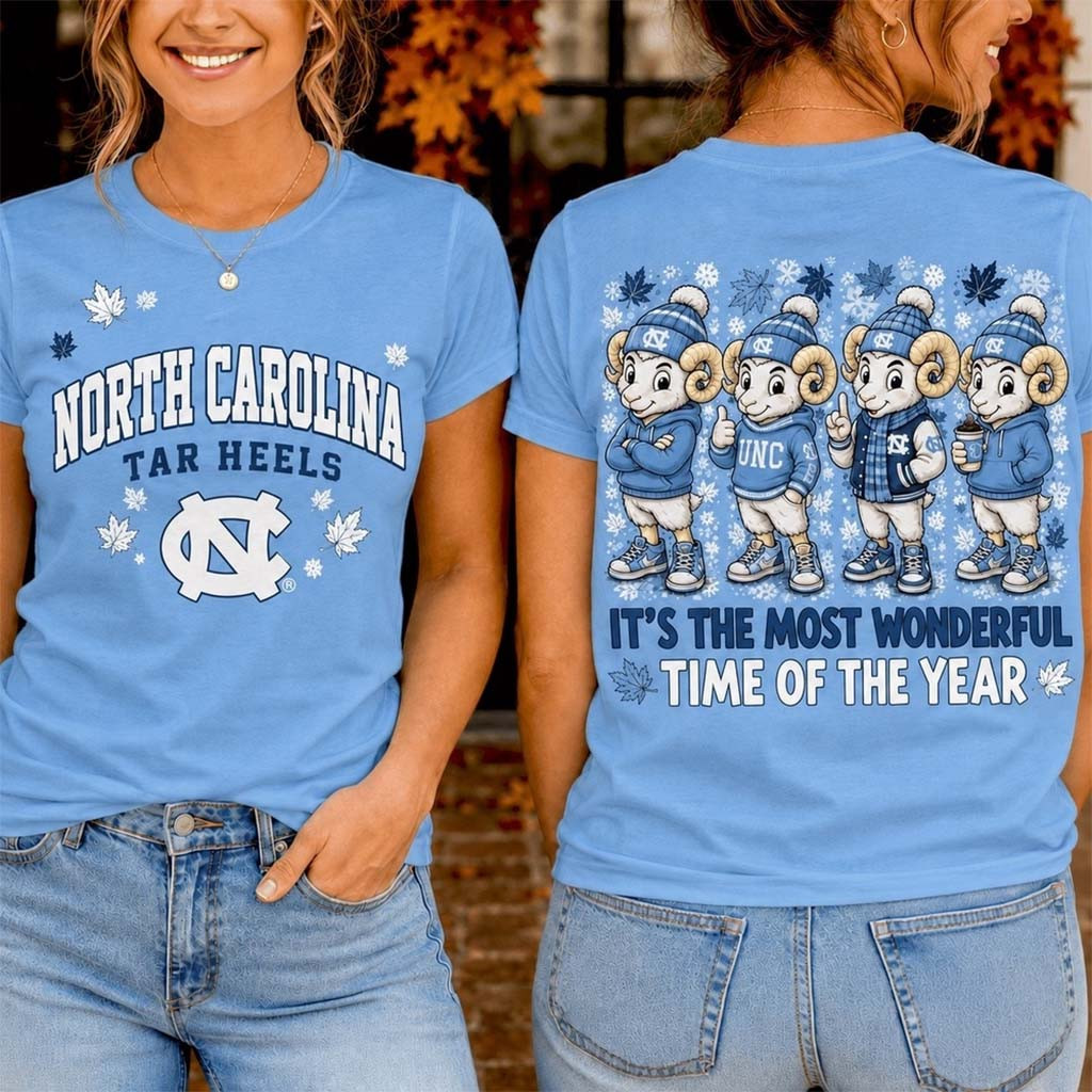 North Carolina Tar Heels Merch 2026 Autumn Festive Cheer T-Shirt Fall Clothing Gift For Fans - Kdjoy