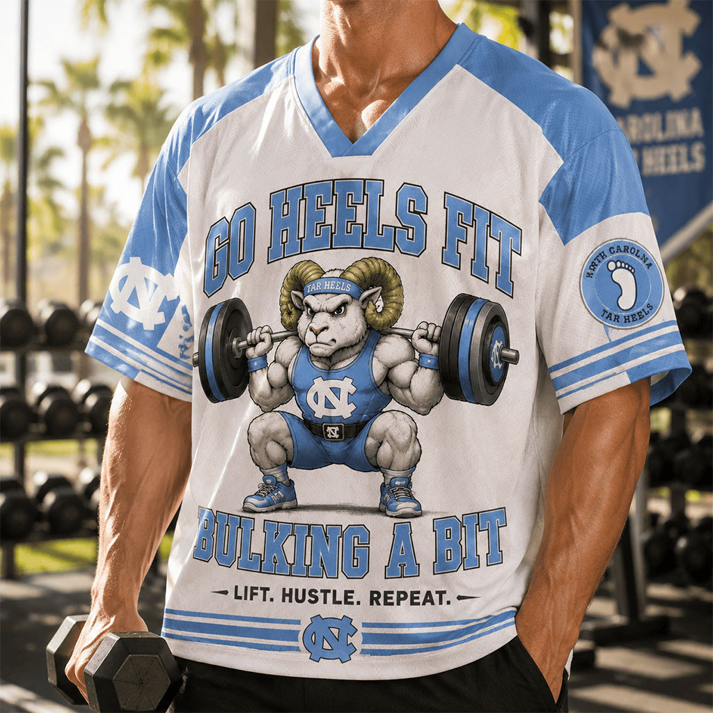 North Carolina Tar Heels Merch 2026 Go Heels Fit Bulking A Bit V-Neck Jersey Workout Outfits - Kdjoy North Carolina Tar Heels Merch 2026 Go Heels Fit Bulking A Bit V-Neck Jersey Workout Outfits - Kdjoy