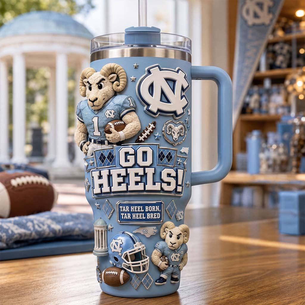 North Carolina Tar Heels Merch 2026 Go Heels Tar Heel Born Tar Heel Bred Tumbler Football Gifts - Kdjoy